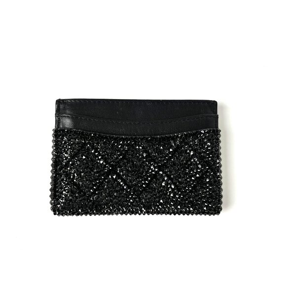 CHANEL Black Swarovski Crystal Leather Card Case Wallet - Picture 5 of 15